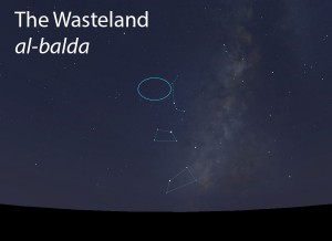 The Wasteland (al-balda) as it appears in the west about 45 minutes before sunrise in late June. 